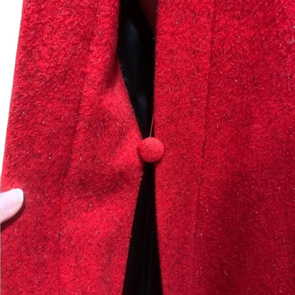 Vntg 50’s Volup Lilli Ann Red wool Coat with Black Fur Trim size XL - Picture 3 of 11